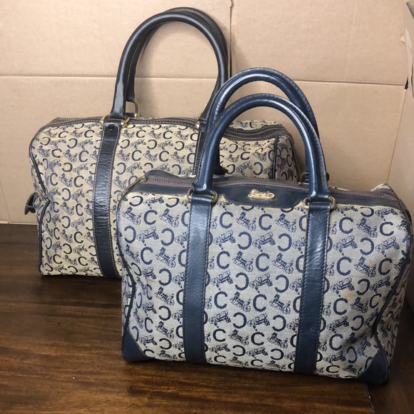 CELINE Navy Blue and Grey Monogram Boston Carry On Overnight Travel Bag 35cm - Picture 17 of 17